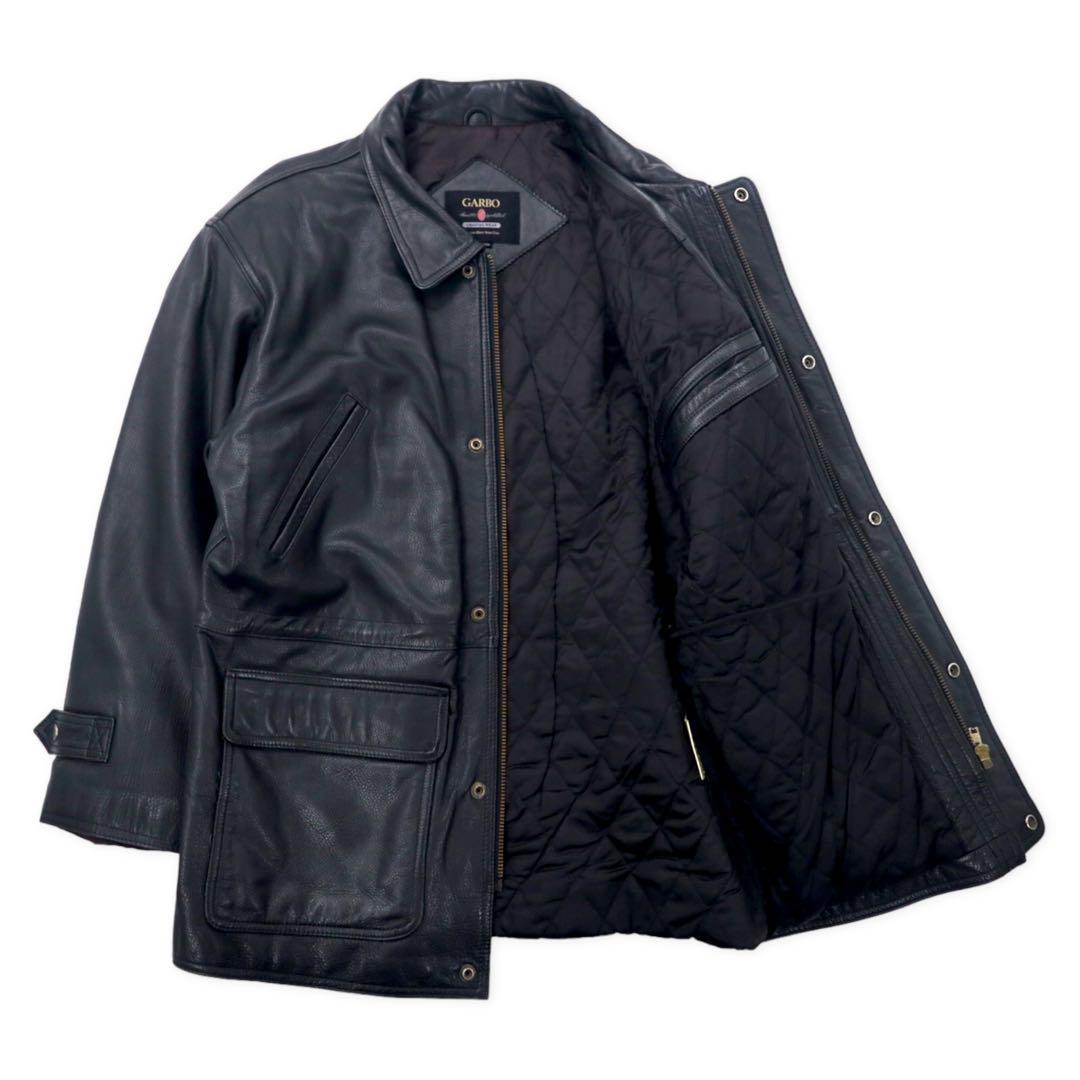 GARBO Giubbotto in pelle Car Coat M Nero Pelle bovina Fodera trapuntata Coulisse