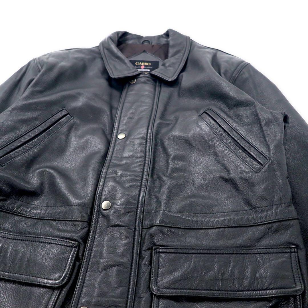 GARBO Giubbotto in pelle Car Coat M Nero Pelle bovina Fodera trapuntata Coulisse