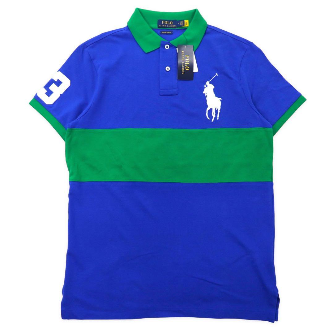 POLO RALPH LAUREN ビッグポニー ポロシャツ M ブルー グリーン コットン 未使用品