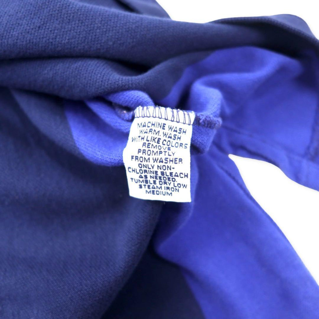 Polo Ralph Lauren made in USA, polo a maniche lunghe, maglia da rugby, taglia L, blu navy, a righe, in cotone, ricamo small pony, oversize