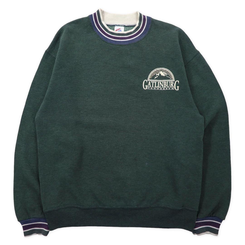 Felpa JERZEES USA anni '90 SUPER SWEATS con bordi a costine, taglia M, verde, cotone, GATLINBURG