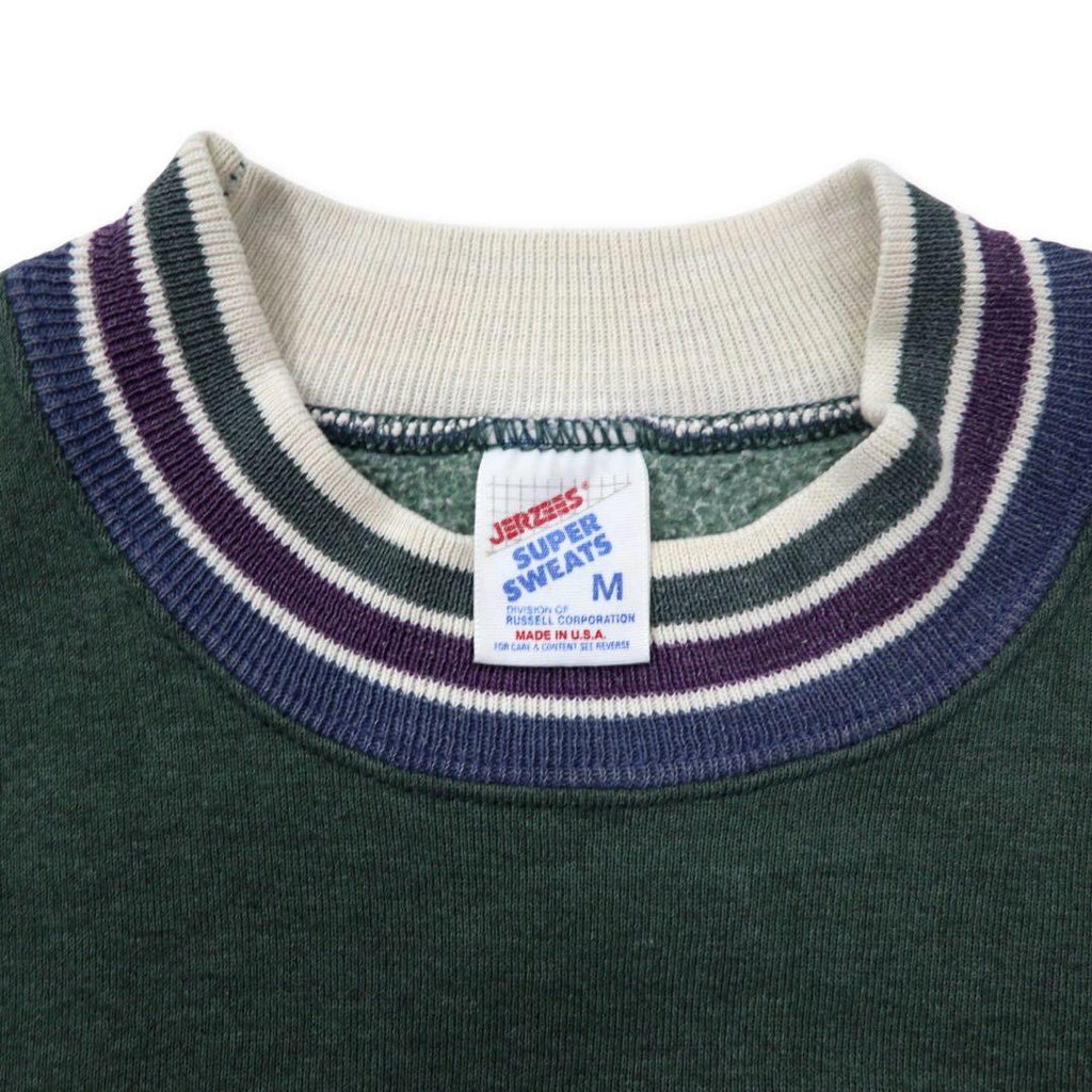 Felpa JERZEES USA anni '90 SUPER SWEATS con bordi a costine, taglia M, verde, cotone, GATLINBURG