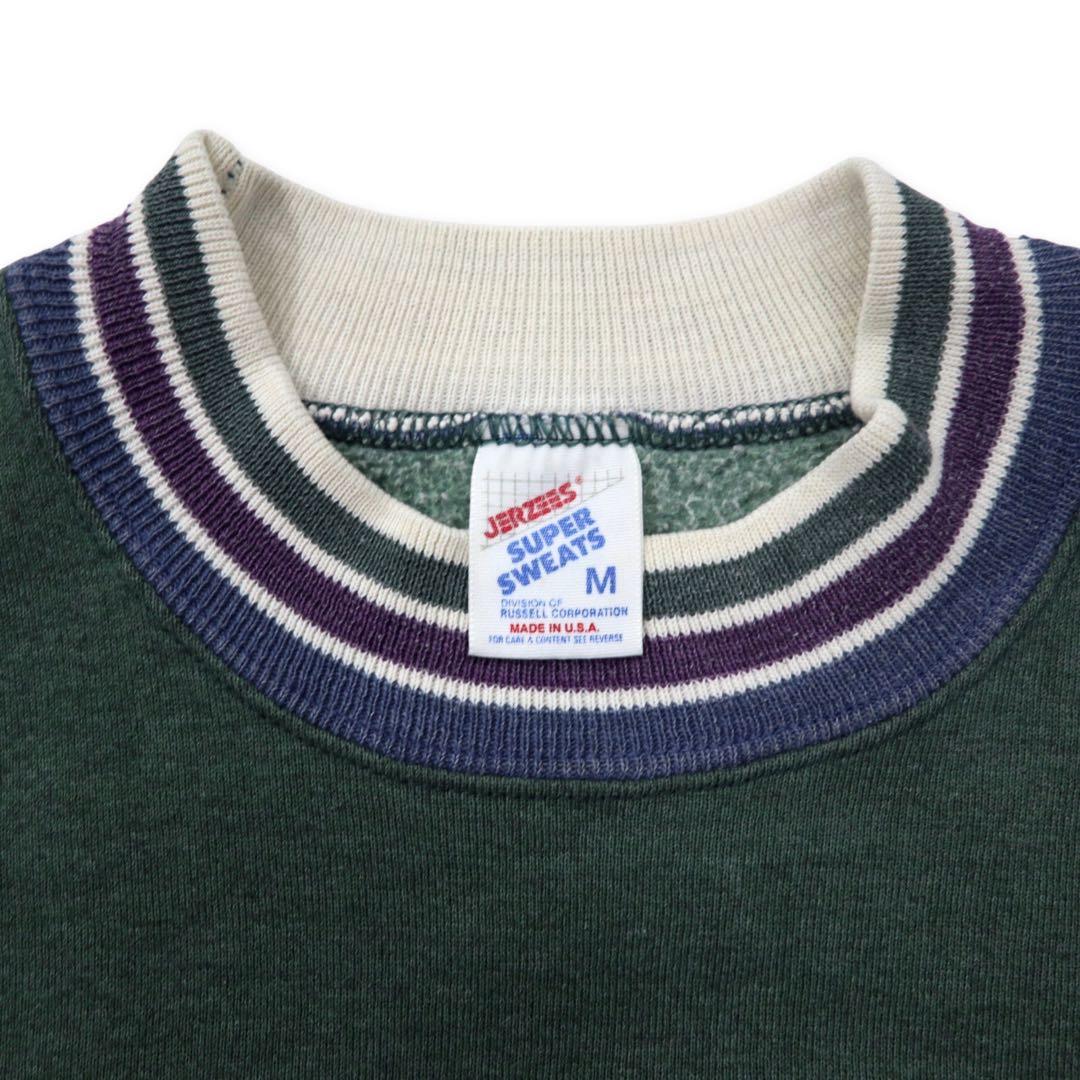 Felpa JERZEES USA anni '90 SUPER SWEATS con bordi a costine, taglia M, verde, cotone, GATLINBURG