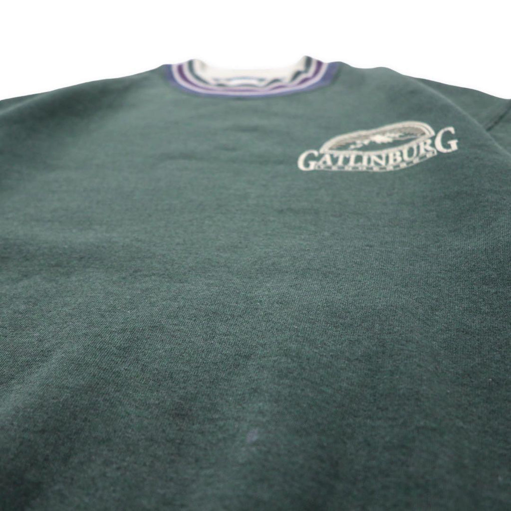 Felpa JERZEES USA anni '90 SUPER SWEATS con bordi a costine, taglia M, verde, cotone, GATLINBURG