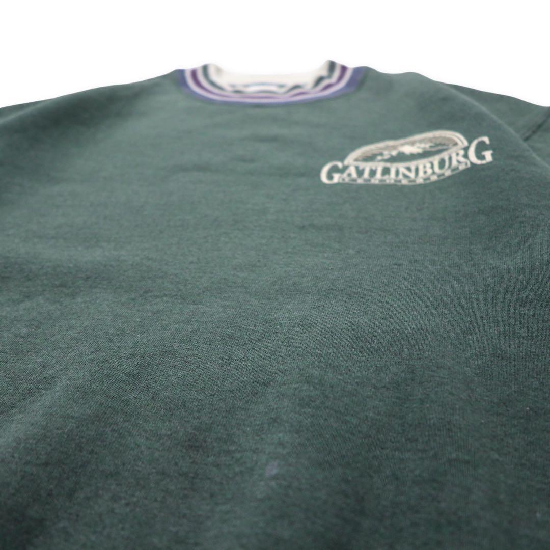 Felpa JERZEES USA anni '90 SUPER SWEATS con bordi a costine, taglia M, verde, cotone, GATLINBURG