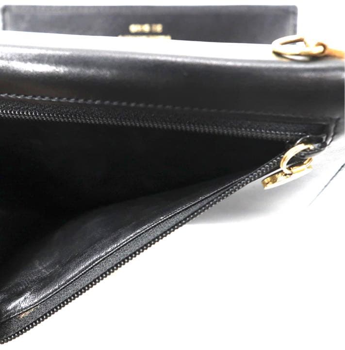 Salvatore Ferragamo 財布 ショルダーストラップ付属 ブラック レザー 22 5619 ヴァラリボン イタリア製