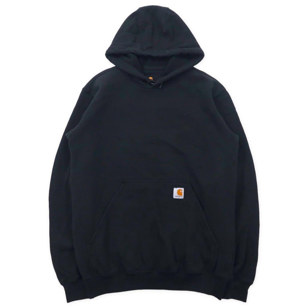 Carhartt, felpa con cappuccio pullover taglia grande, S, nera, cotone, interno felpato, ORIGINAL FIT, prodotta in Honduras