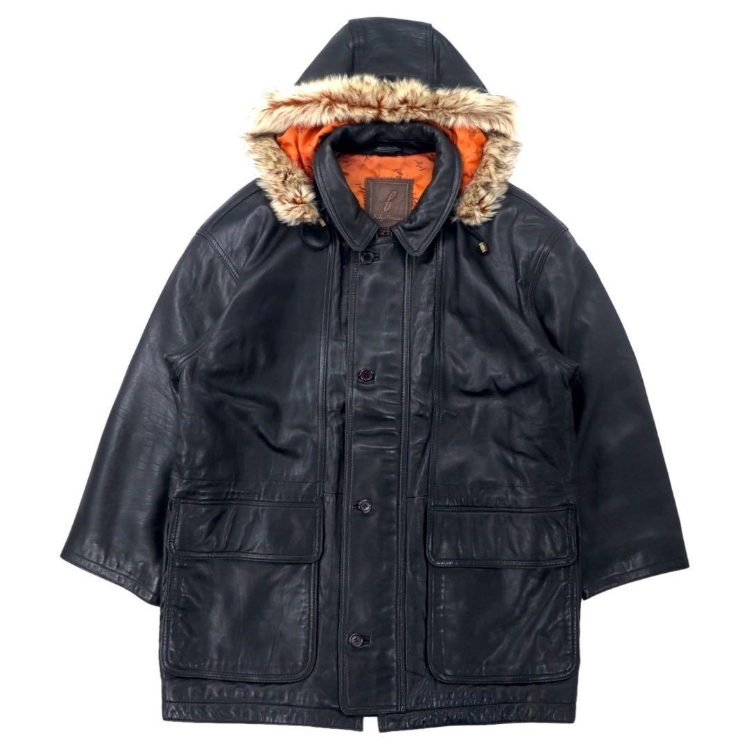 Felgi Homme Montone di agnello, parka in pelle, taglia unica, nero, in pelle d'agnello, cappuccio staccabile