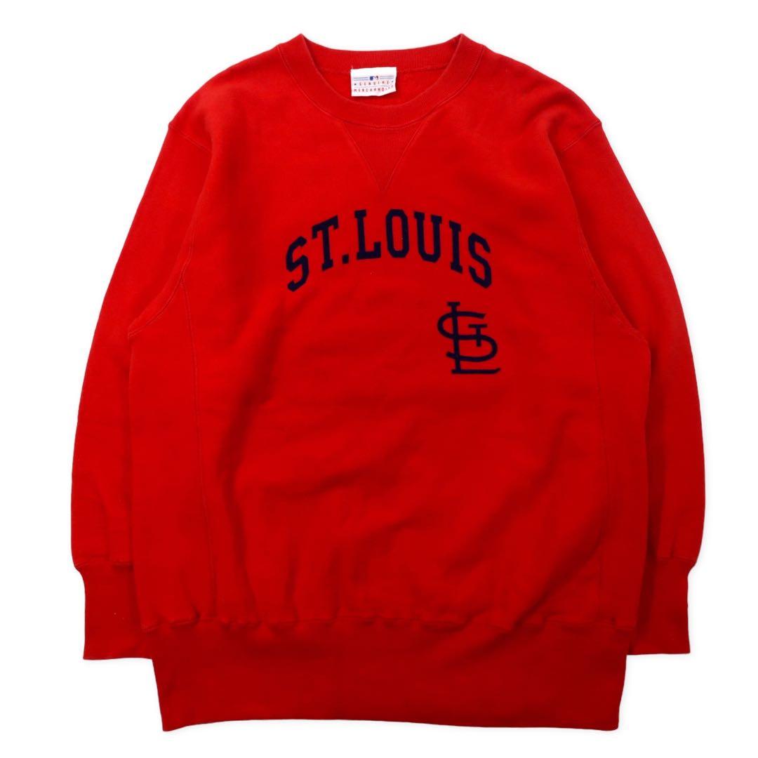 MLB Felpa da baseball XL rossa cotone felpata internamente con inserto a V sul collo, in stile Reverse Weave. ST. LOUIS CARDINALS, taglia grande, MERCE ORIGINALE