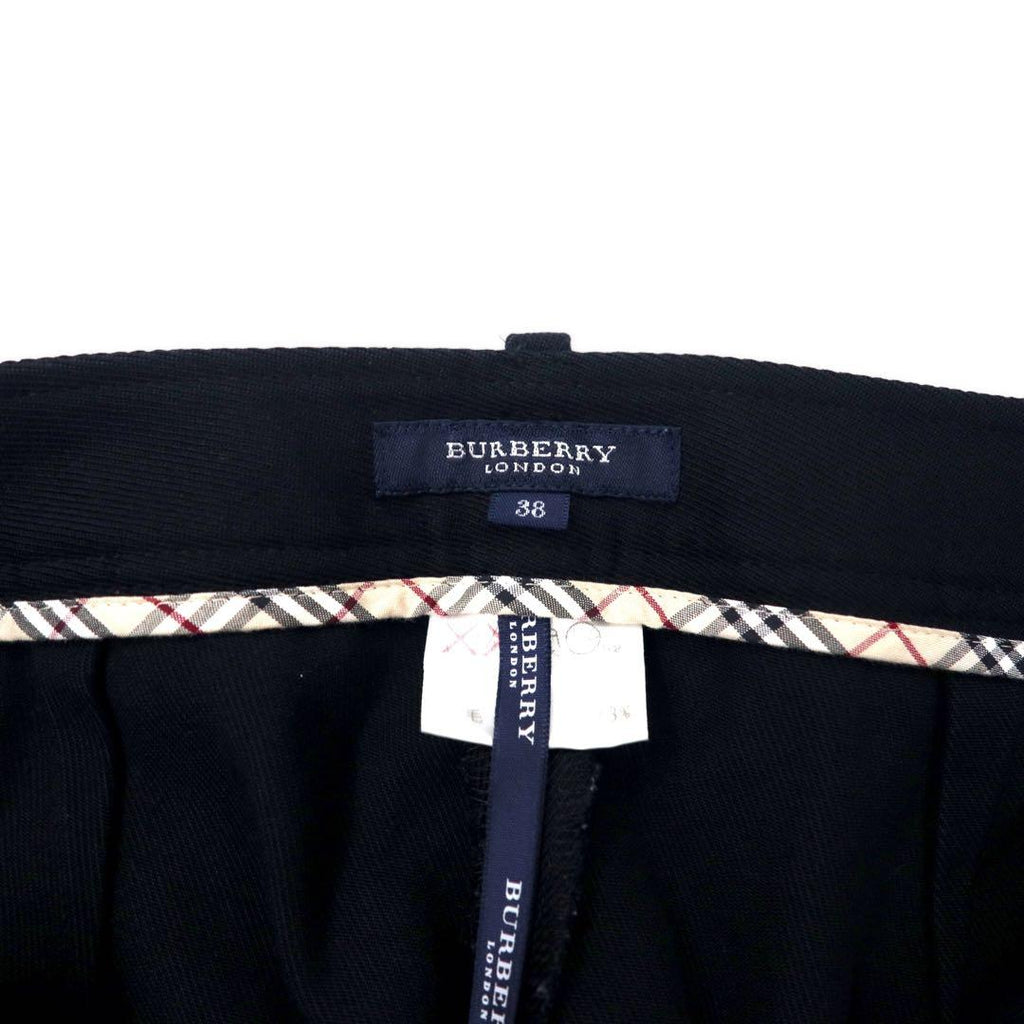 BURBERRY pantaloni a zampa d'elefante 38 neri in lana con piega centrale