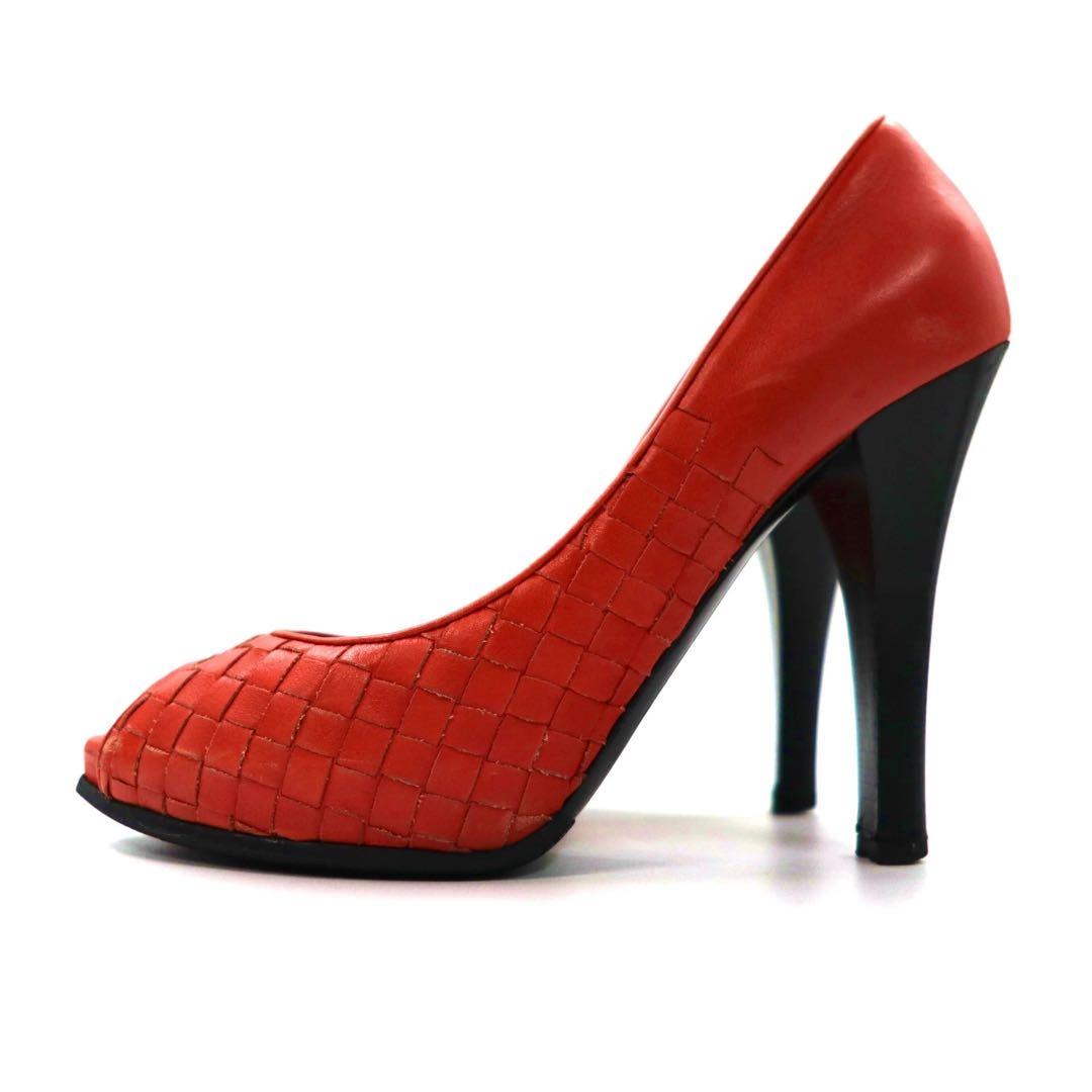 BOTTEGA VENETA Intrecciato, tacchi alti, décolleté open-toe, 24 cm, pelle intrecciata, Made in Italy