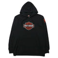 Felpa con cappuccio pullover HARLEY DAVIDSON con stampa logo, taglia XL, nera, inserti in mesh, traforata, oversize