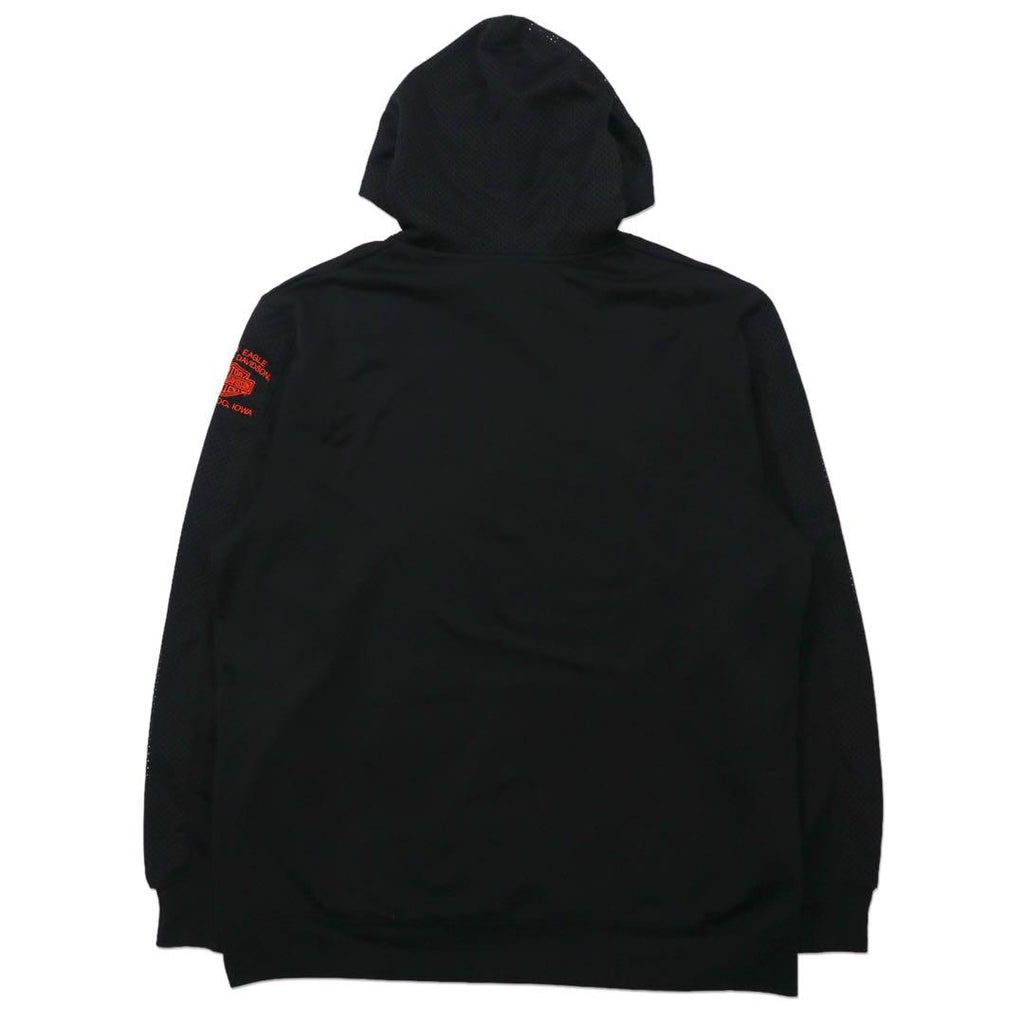 Felpa con cappuccio pullover HARLEY DAVIDSON con stampa logo, taglia XL, nera, inserti in mesh, traforata, oversize