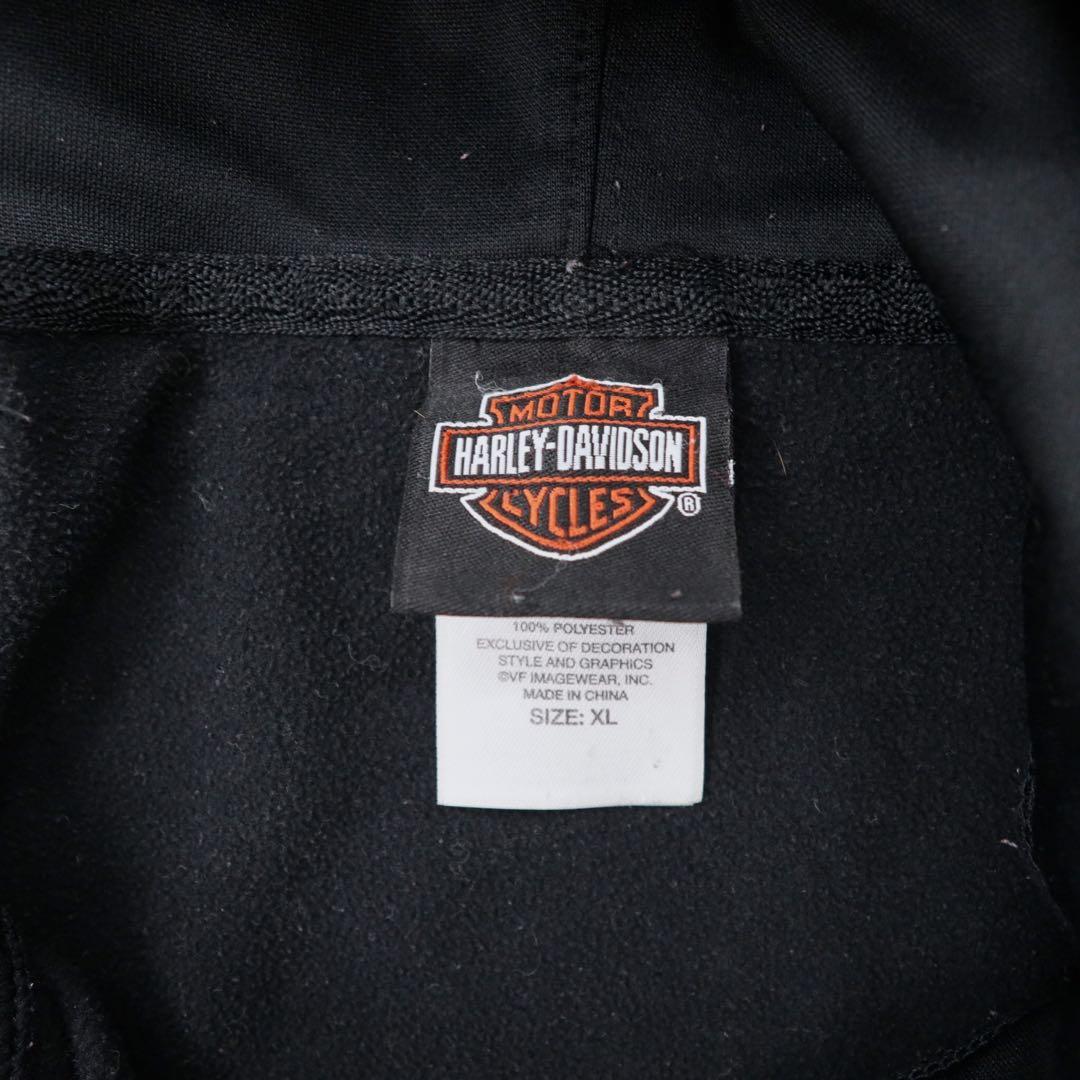 Felpa con cappuccio pullover HARLEY DAVIDSON con stampa logo, taglia XL, nera, inserti in mesh, traforata, oversize