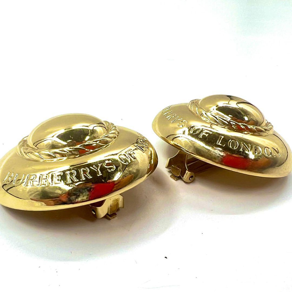 Burberrys Orecchini vintage dorati rotondi vecchio modello