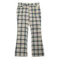 Statler Jeans USA anni '70, piega centrale, pantaloni a zampa d'elefante, svasati, W92, beige, a quadri, cotone, poliestere, cerniera PRENTICE, deadstock, nuovo con etichette.
