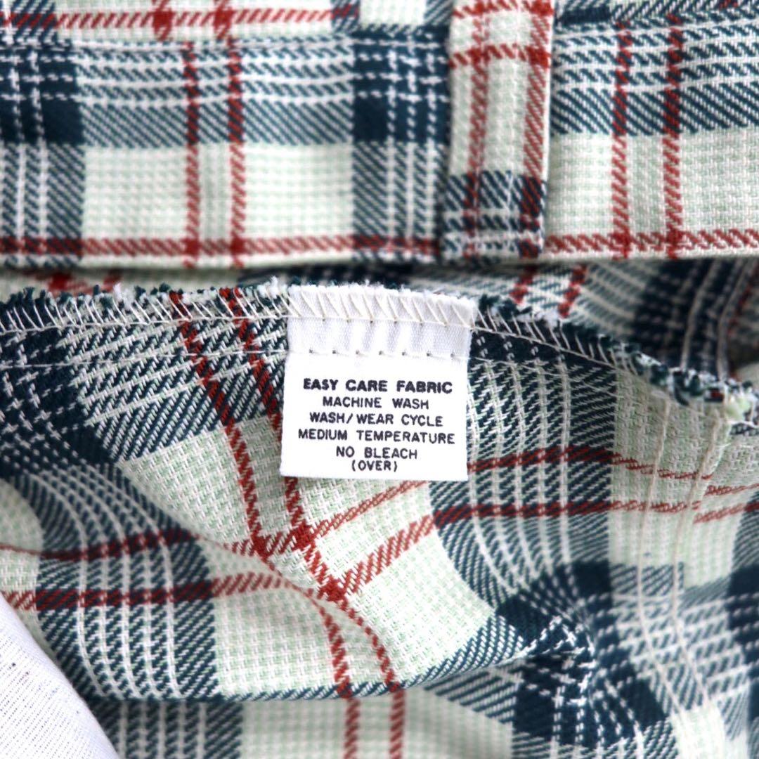 Statler Jeans USA anni '70, piega centrale, pantaloni a zampa d'elefante, svasati, W92, beige, a quadri, cotone, poliestere, cerniera PRENTICE, deadstock, nuovo con etichette.