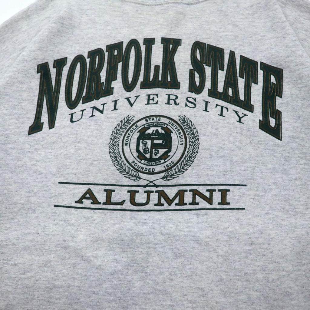 JAN SPORT USA anni '90 Felpa girocollo grigia stampata College cotone con interno felpato NORFOLK STATE UNIVERSITY Taglia XXL oversize
