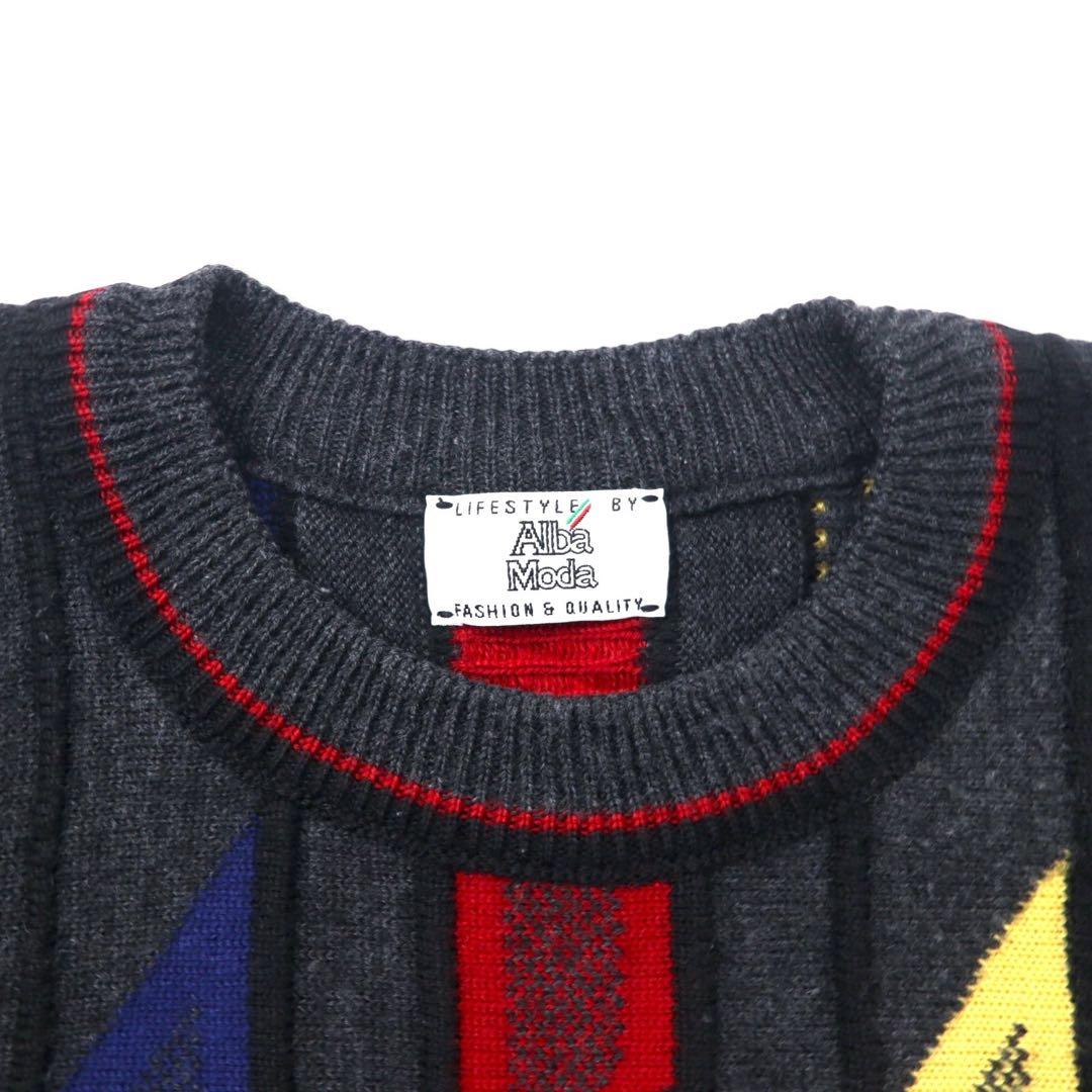 Alba Moda Maglione in maglia 3D Taglia L Grigio Fantasia Lana Vintage Europeo