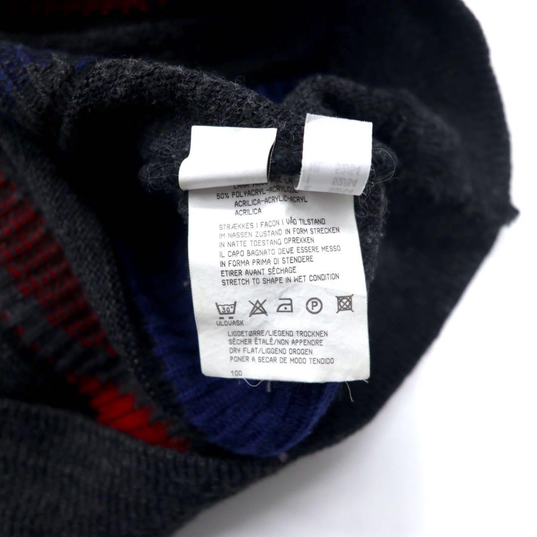 Alba Moda 3D ニット セーター L グレー 総柄 ウール ユーロヴィンテージ