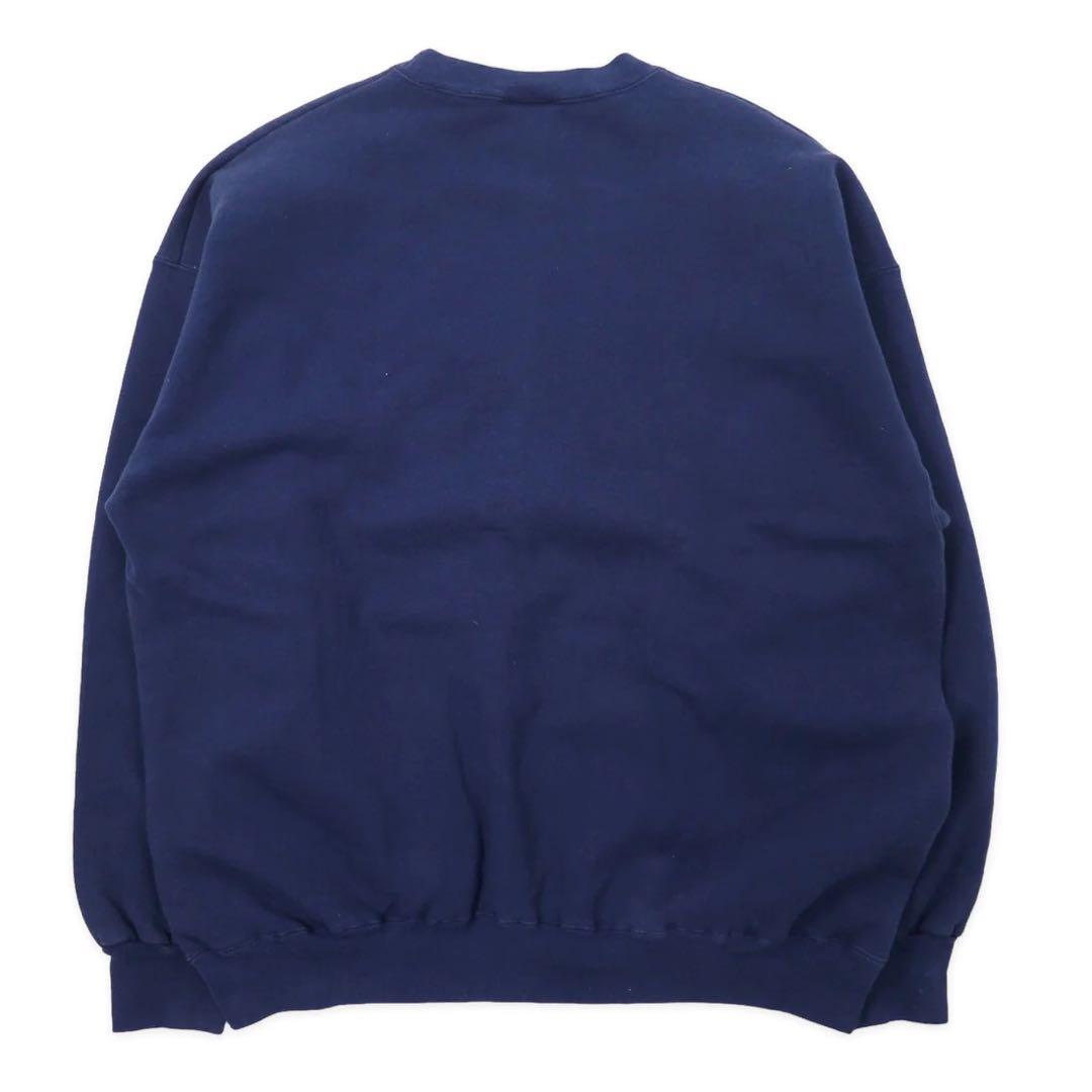Hanes anni '90 ULTIMATE COTTON Felpa ricamata college XL blu navy cotone interno felpato MICHIGAN Taglia grande