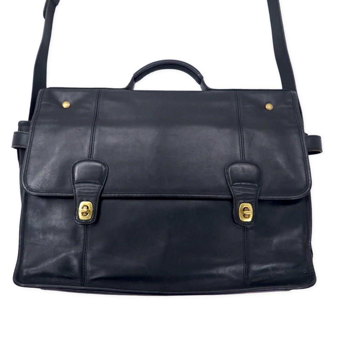 COACH オールドコーチ 2WAY ビジネスバッグ ショルダーバッグ ブラック レザー グラブタン カウハイド ダブルターンロック 0546