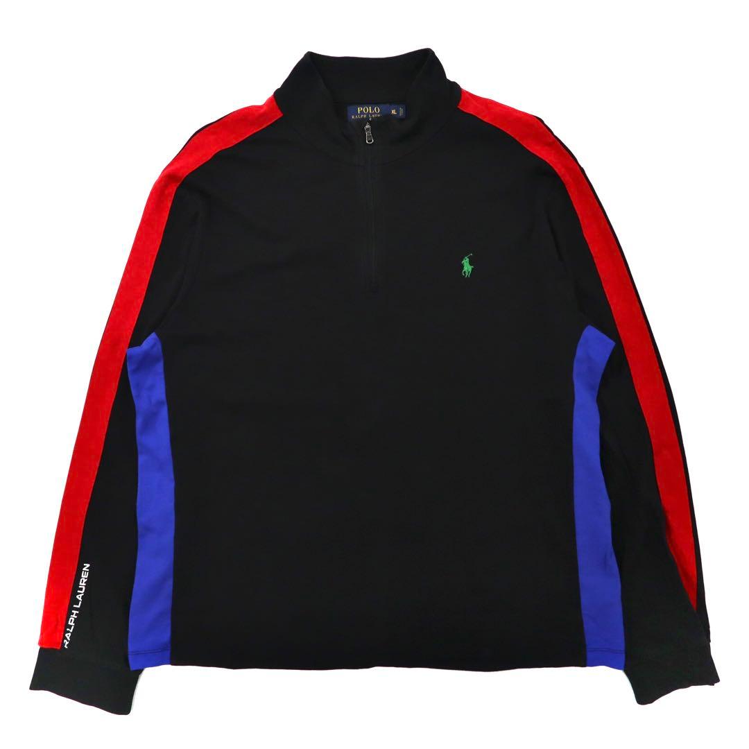 POLO RALPH LAUREN Tuta con mezza zip XL Nera Cotone PIMA SOFT TOUCH Riga laterale Ricamo piccolo pony