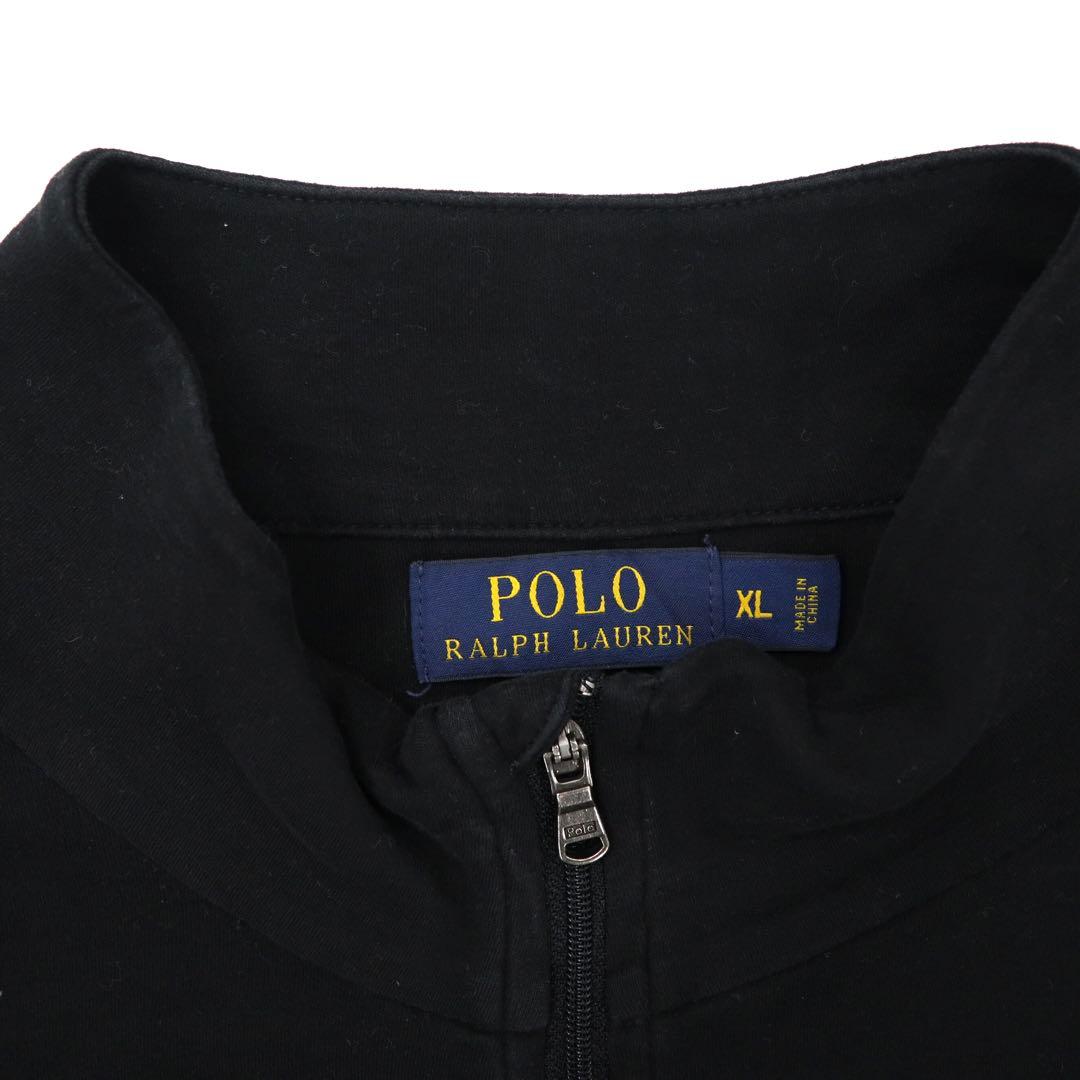 POLO RALPH LAUREN Tuta con mezza zip XL Nera Cotone PIMA SOFT TOUCH Riga laterale Ricamo piccolo pony