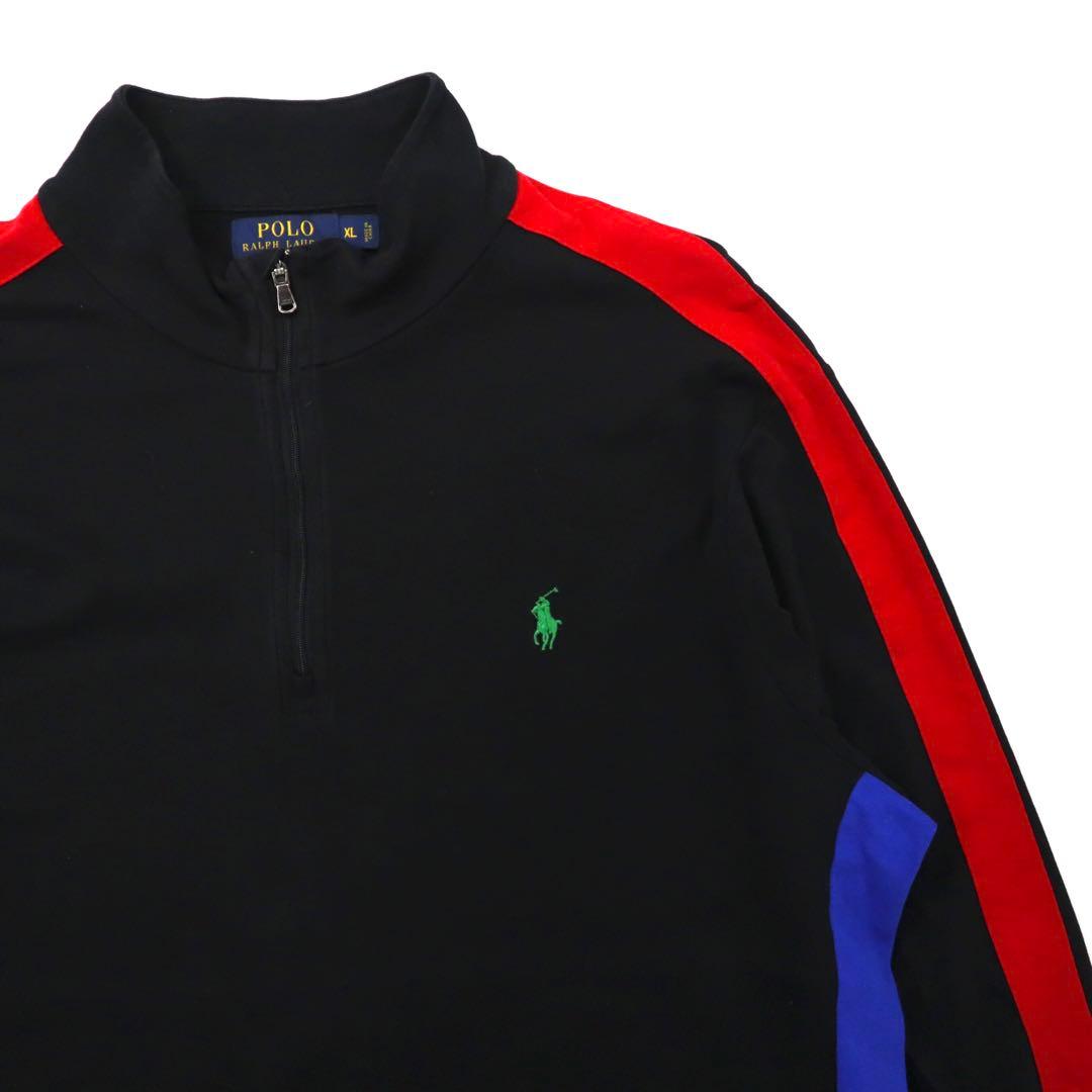 POLO RALPH LAUREN Tuta con mezza zip XL Nera Cotone PIMA SOFT TOUCH Riga laterale Ricamo piccolo pony