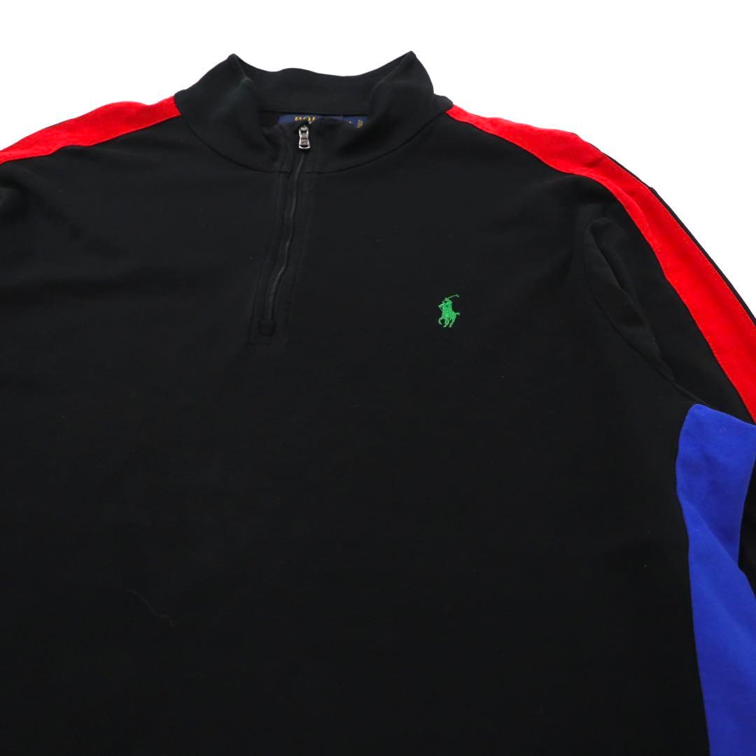 POLO RALPH LAUREN Tuta con mezza zip XL Nera Cotone PIMA SOFT TOUCH Riga laterale Ricamo piccolo pony