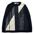 PRONTO UOMO Made in USA Maglione girocollo in acrilico nero con motivo a righe taglia M