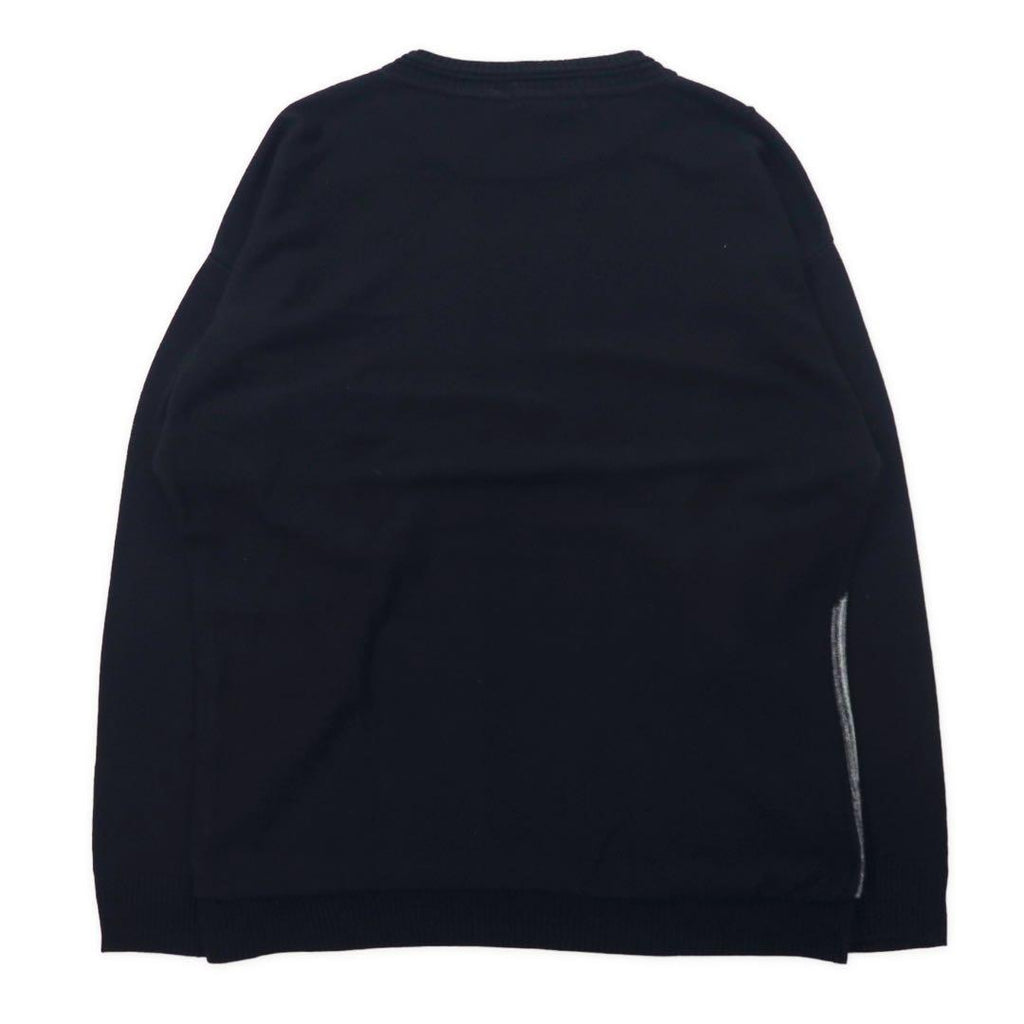 PRONTO UOMO Made in USA Maglione girocollo in acrilico nero con motivo a righe taglia M