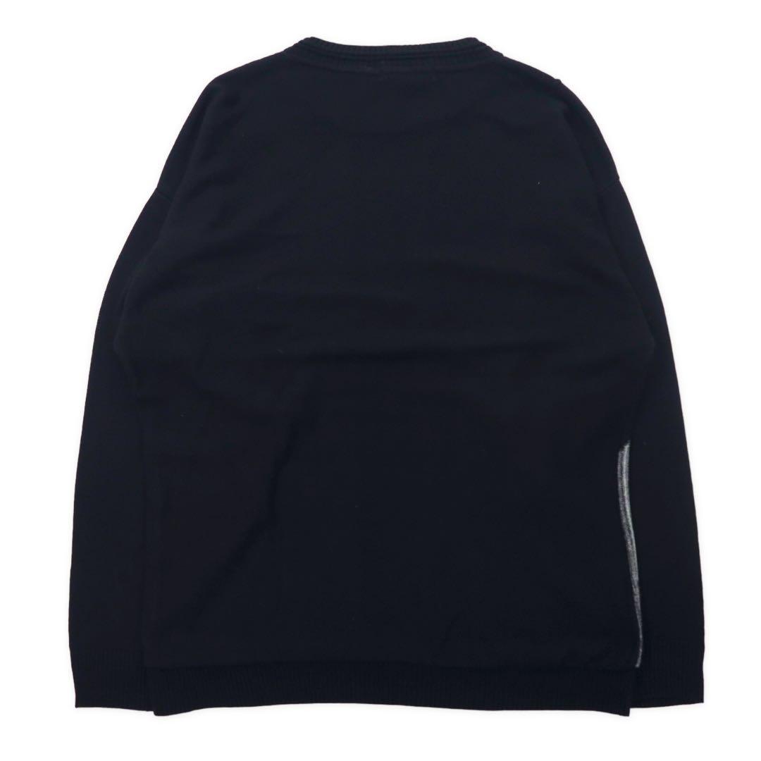 PRONTO UOMO Made in USA Maglione girocollo in acrilico nero con motivo a righe taglia M