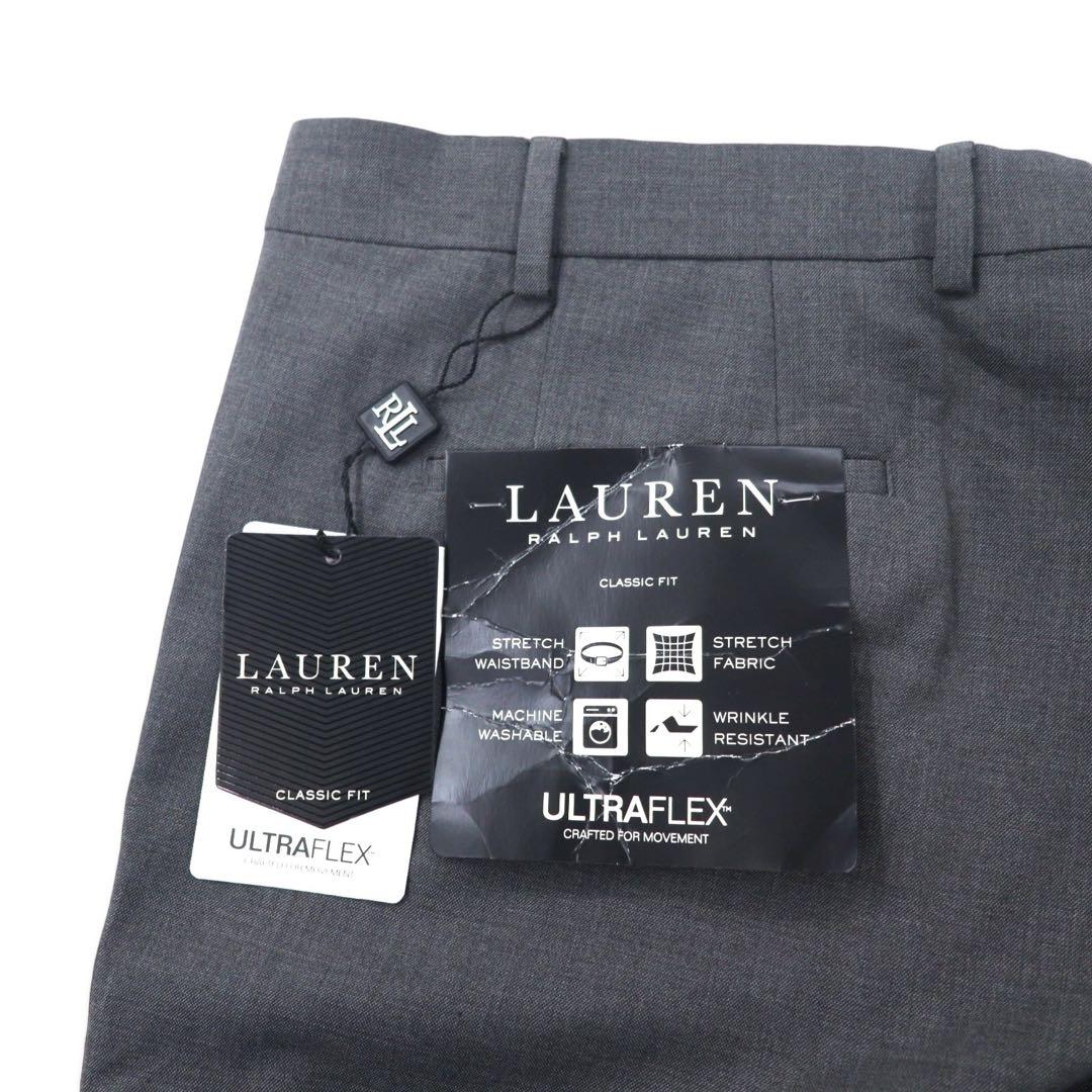 LAUREN RALPH LAUREN Pantaloni classici 36W grigio poliestere elasticizzato ULTRA FLEX antipiega Nuovo con etichette