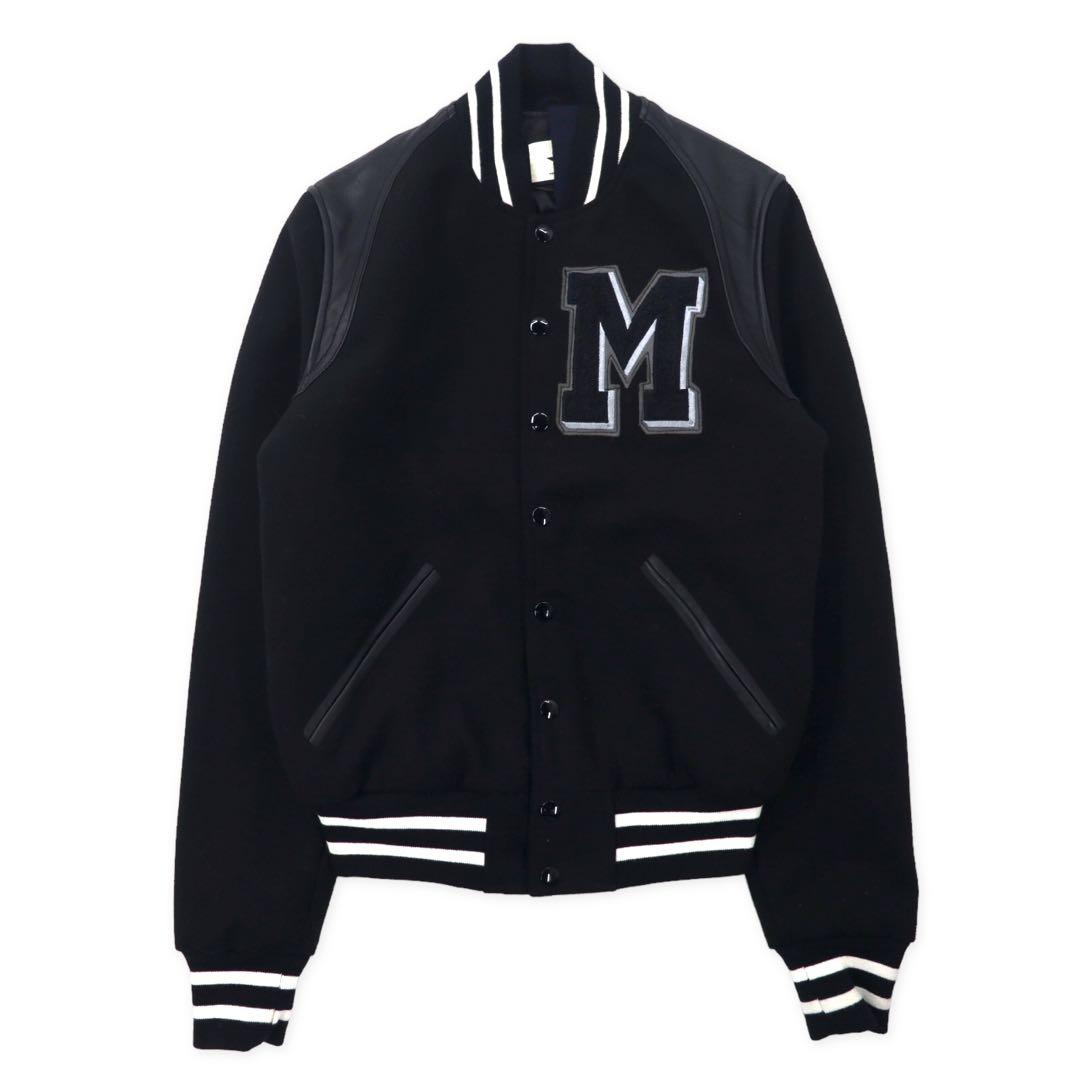 MACCHIA J. Giubbotto baseball con inserti in pelle, taglia XS, colore nero, in lana con toppe, Made in Italy