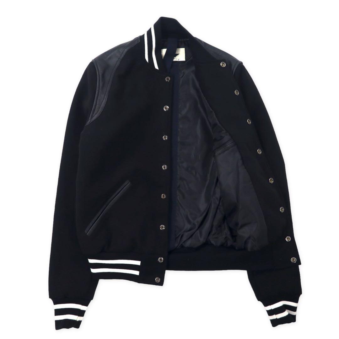 MACCHIA J. Giubbotto baseball con inserti in pelle, taglia XS, colore nero, in lana con toppe, Made in Italy