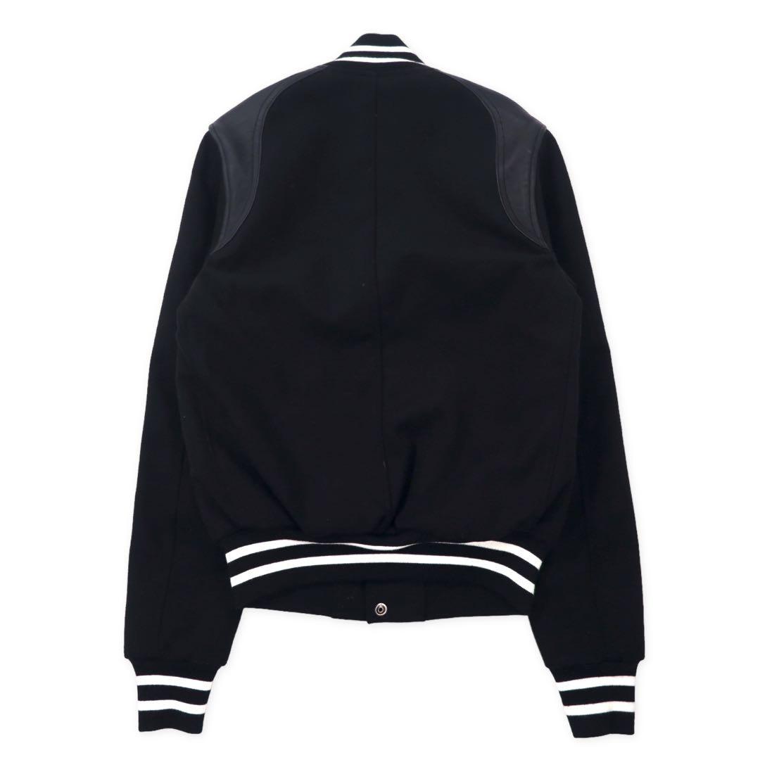 MACCHIA J. Giubbotto baseball con inserti in pelle, taglia XS, colore nero, in lana con toppe, Made in Italy