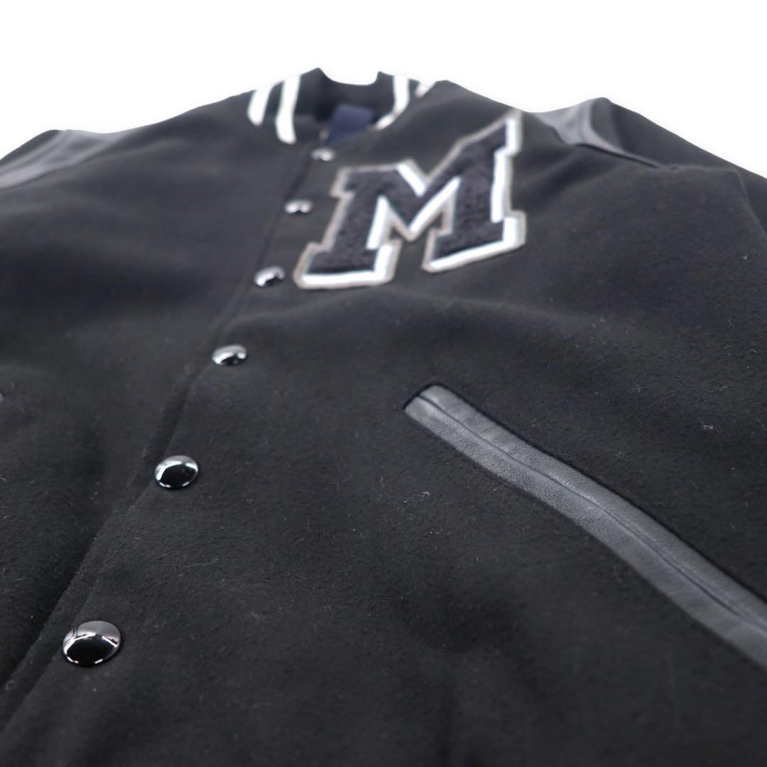 MACCHIA J. Giubbotto baseball con inserti in pelle, taglia XS, colore nero, in lana con toppe, Made in Italy