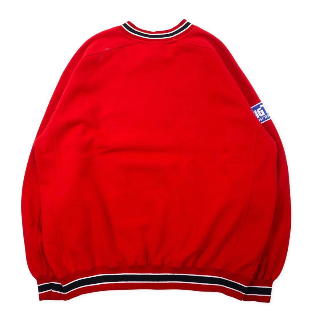 Lee SPORT anni '90 felpa college ricamata con bordo a coste L rossa cotone poliestere felpata NCAA OHIO STATE BUCKEYES football oversize
