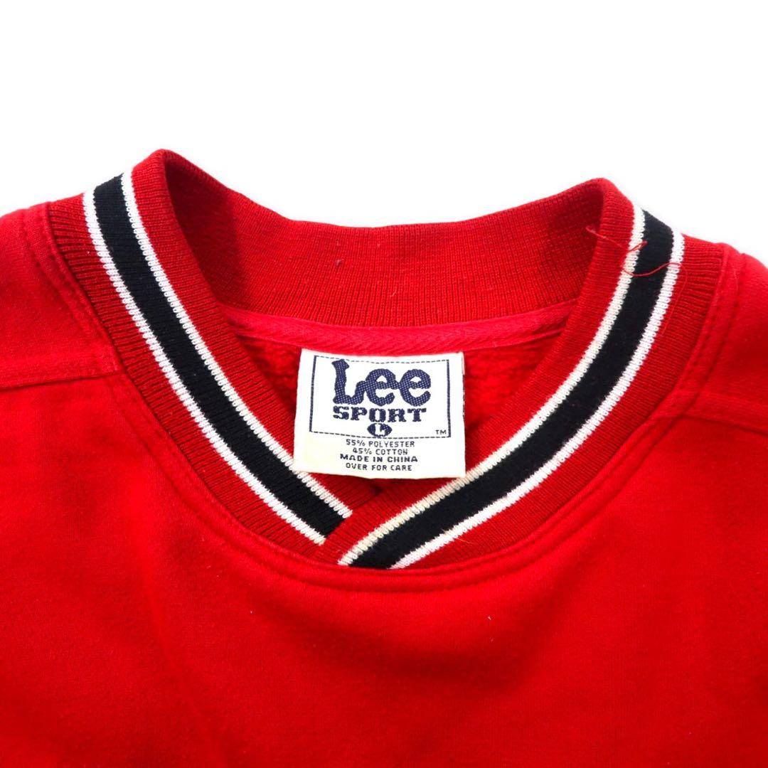 Lee SPORT anni '90 felpa college ricamata con bordo a coste L rossa cotone poliestere felpata NCAA OHIO STATE BUCKEYES football oversize