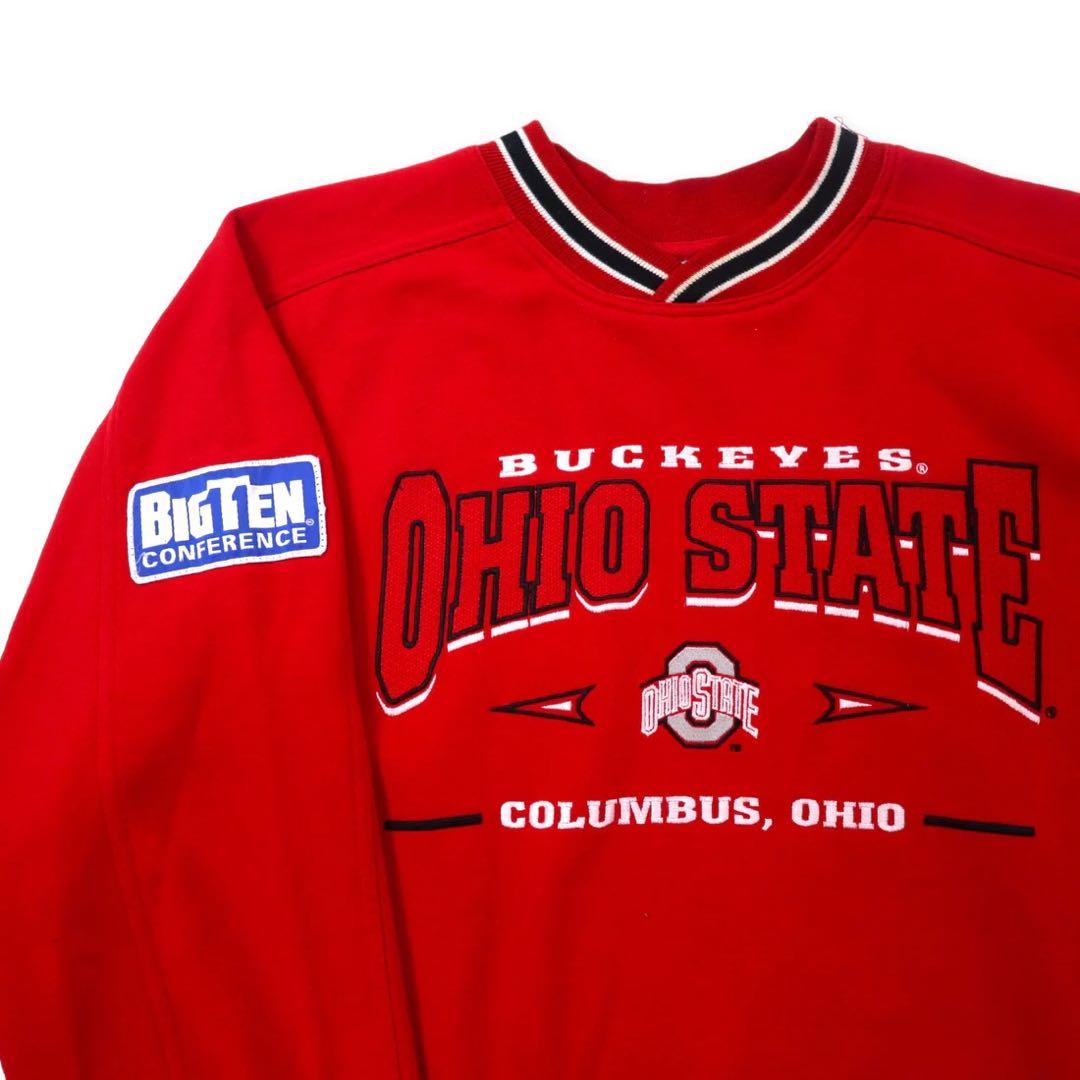 Lee SPORT anni '90 felpa college ricamata con bordo a coste L rossa cotone poliestere felpata NCAA OHIO STATE BUCKEYES football oversize