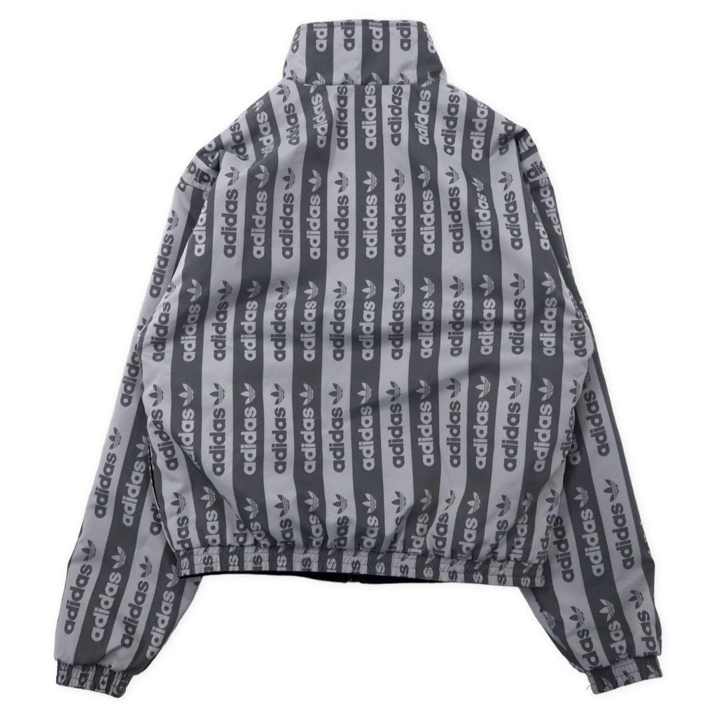adidas originals 総柄 リバーシブルジャケット M グレー ブラック トレフォイルロゴ ナイロン FQ2411