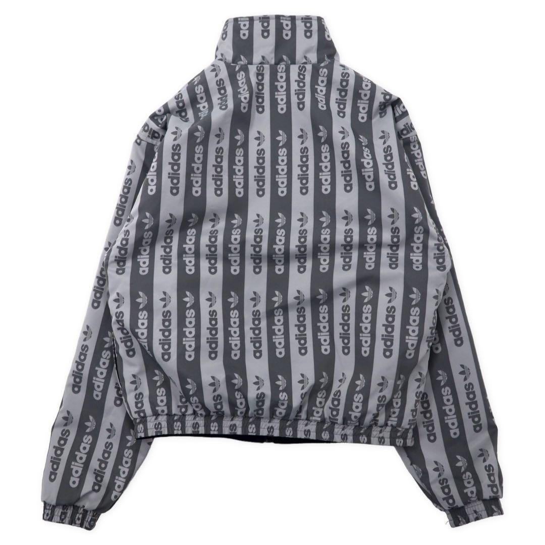 adidas originals 総柄 リバーシブルジャケット M グレー ブラック トレフォイルロゴ ナイロン FQ2411