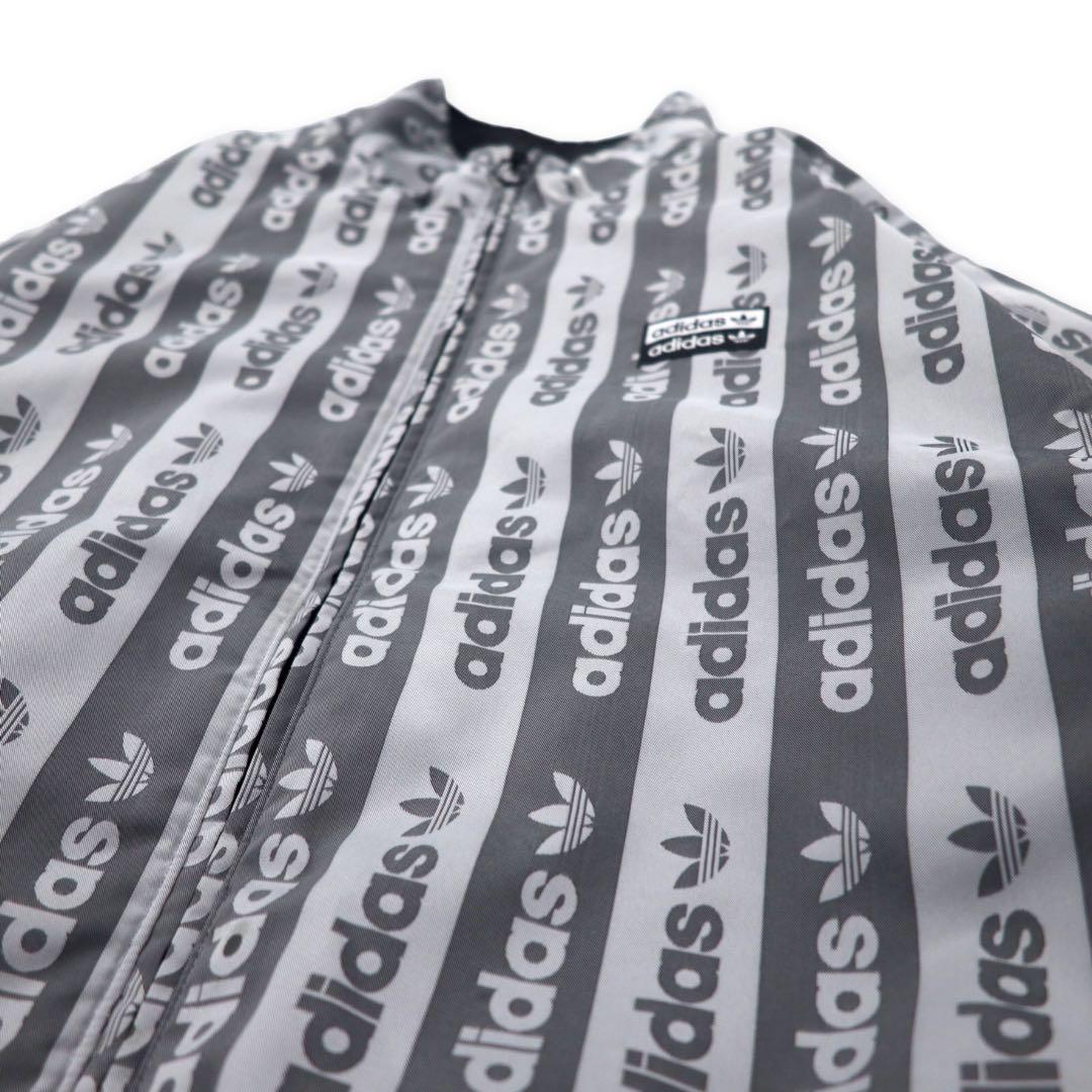 adidas originals 総柄 リバーシブルジャケット M グレー ブラック トレフォイルロゴ ナイロン FQ2411