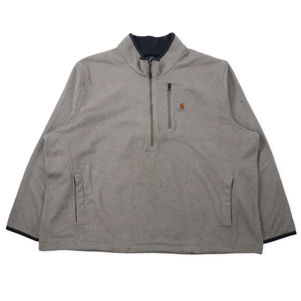 carhartt ハーフジップ フリースジャケット 3XL グレー ベージュ ポリエステル ビッグサイズ ヨルダン製
