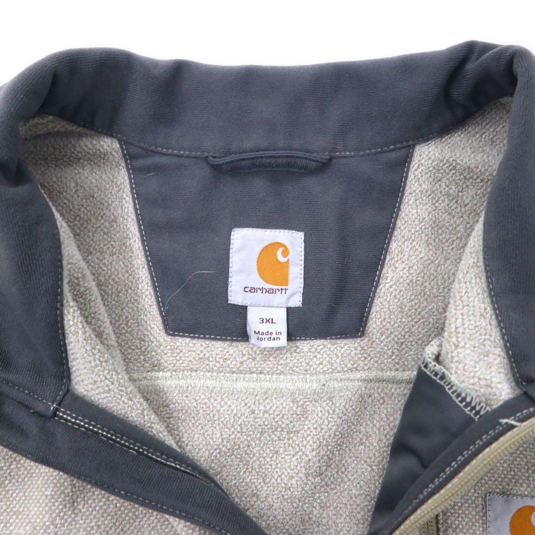 carhartt ハーフジップ フリースジャケット 3XL グレー ベージュ ポリエステル ビッグサイズ ヨルダン製