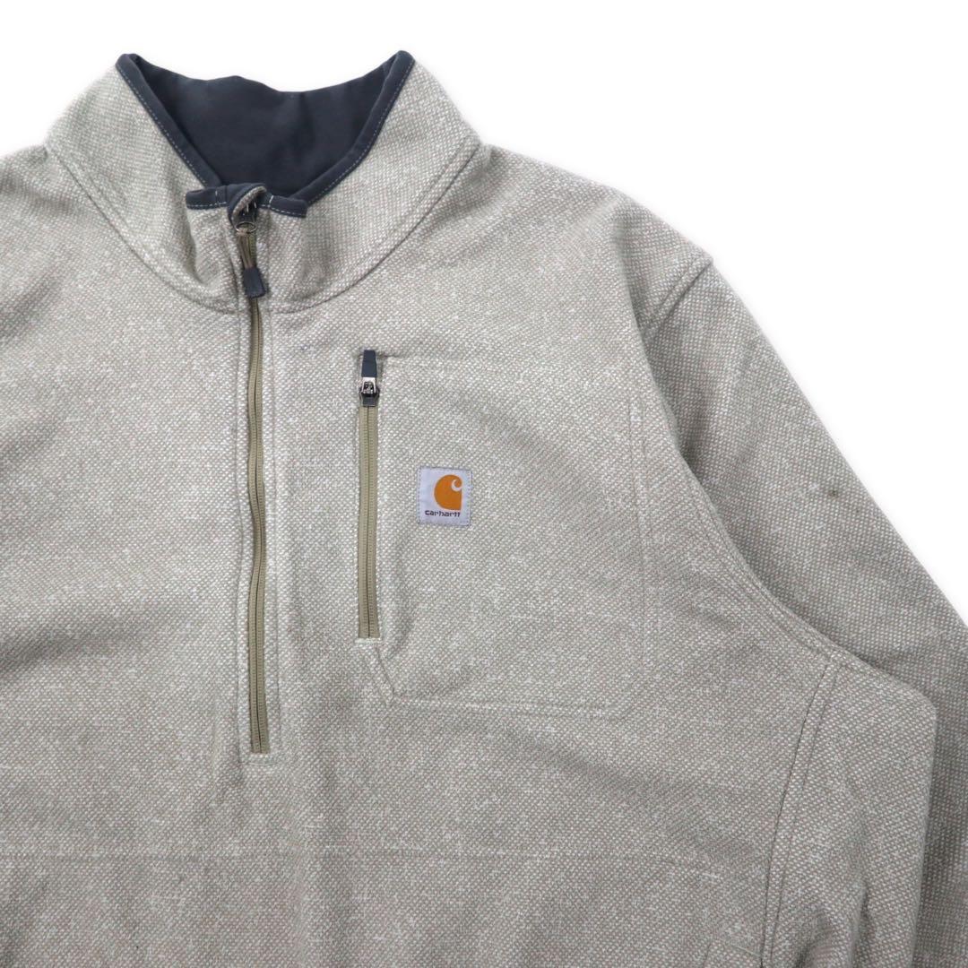 carhartt ハーフジップ フリースジャケット 3XL グレー ベージュ ポリエステル ビッグサイズ ヨルダン製