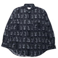 Camicia button-down fantasia all-over JC de CASTELBAJAC × Warner Bros con personaggi, XXL, grigia, cotone, Bugs Bunny, anni '90, Made in Italy