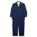 NEW YORKER Anni '80 Completo due pezzi Abito doppiopetto AB4 Blu navy Lino Fatto in Giappone