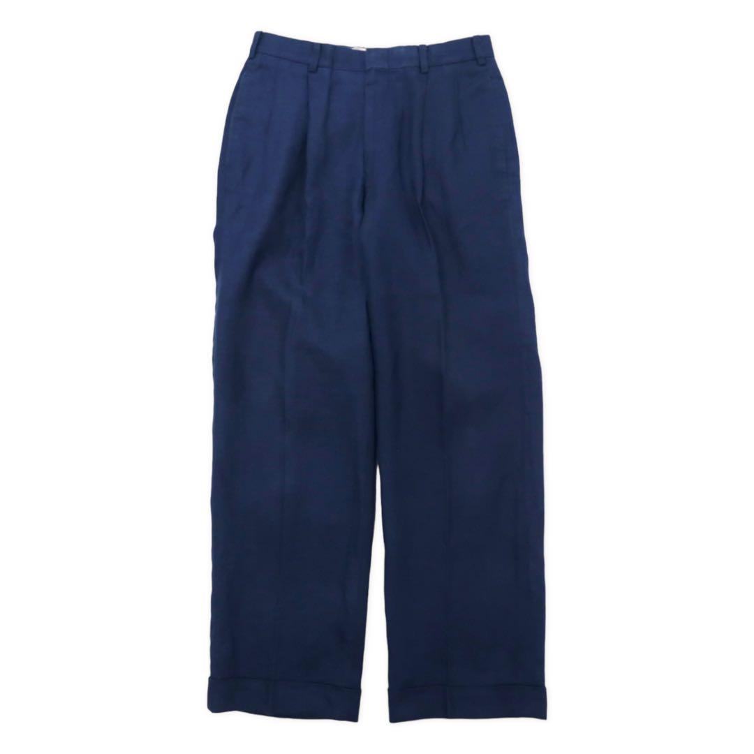 NEW YORKER Anni '80 Completo due pezzi Abito doppiopetto AB4 Blu navy Lino Fatto in Giappone